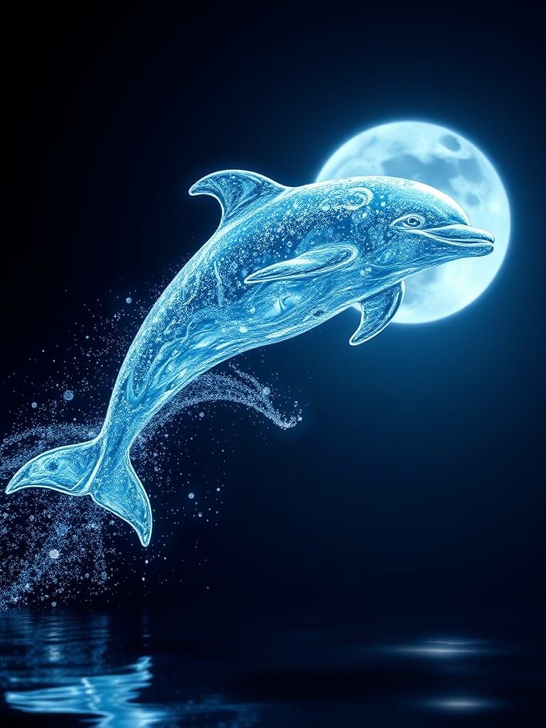 Ethereal Water Dolphin in Moonlit Splendor