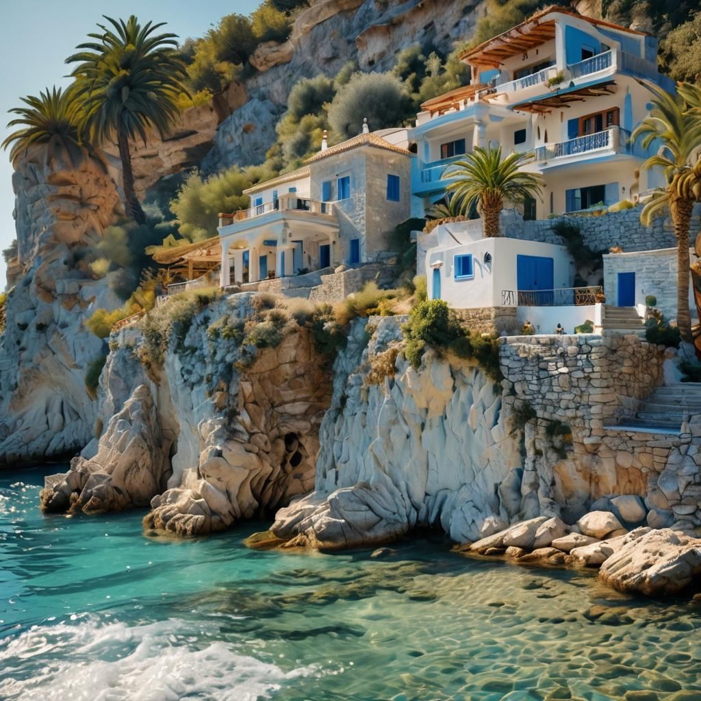 Idyllic Mediterranean Cove with White Villa
