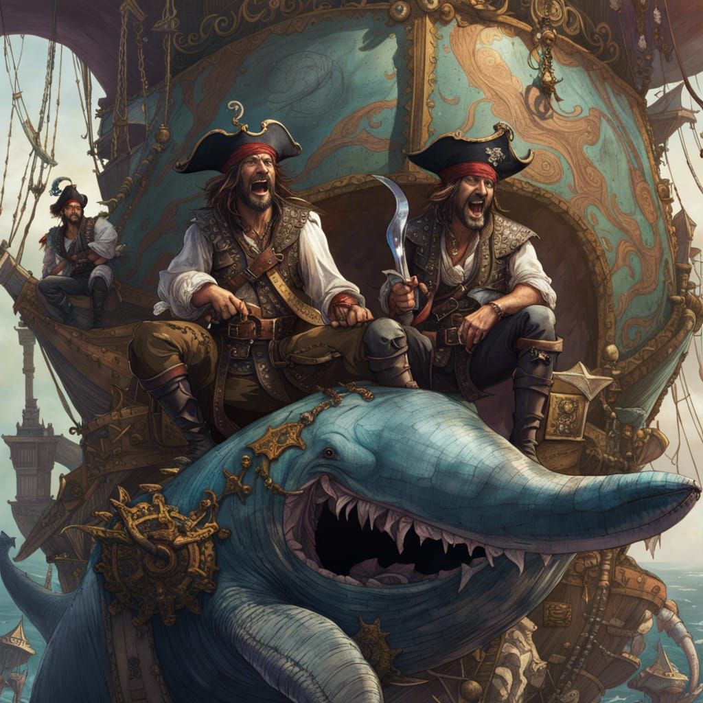 Pirates Share a Joke on Giant Whale