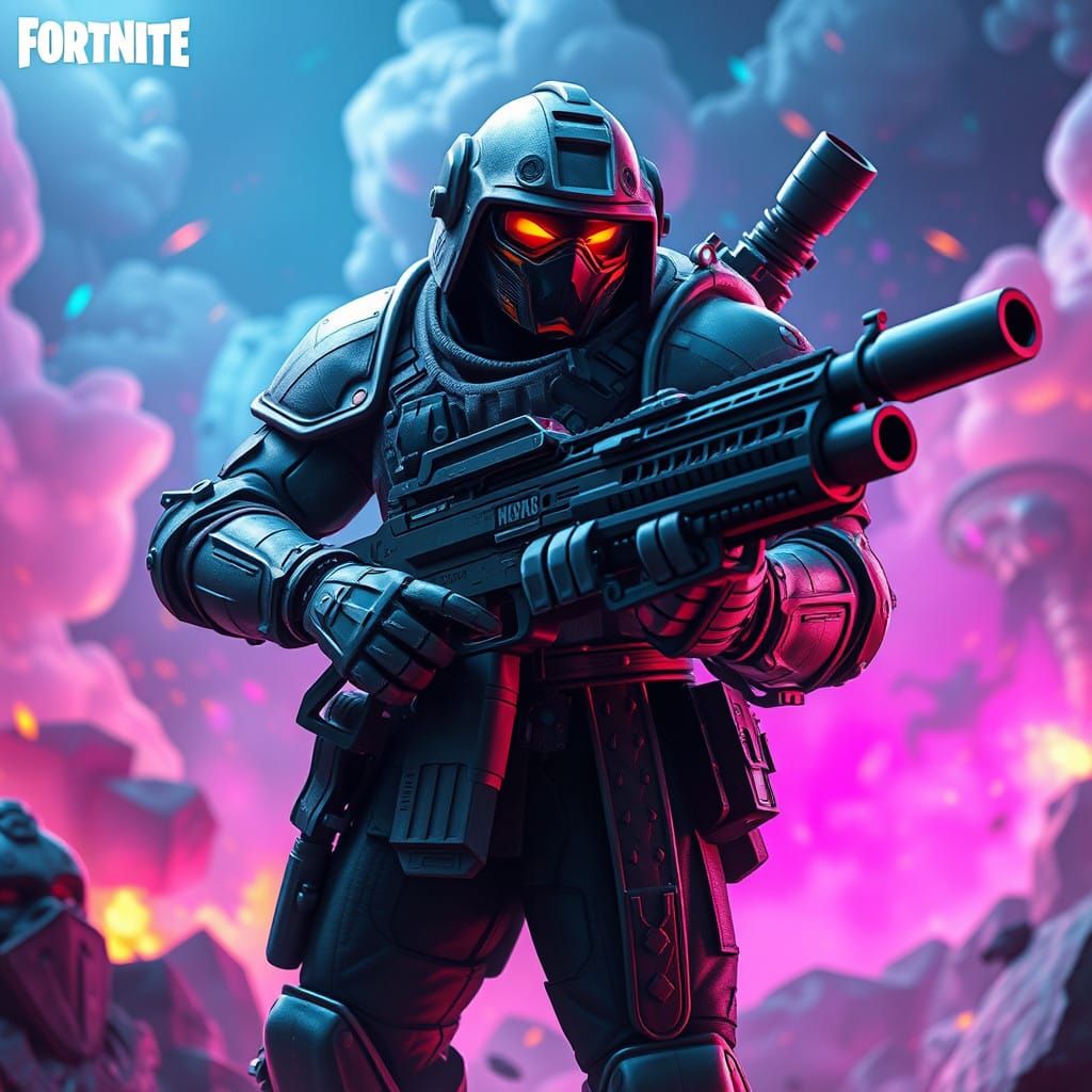 Epic Fortnite-Style Bounty Hunter in Futuristic Armor