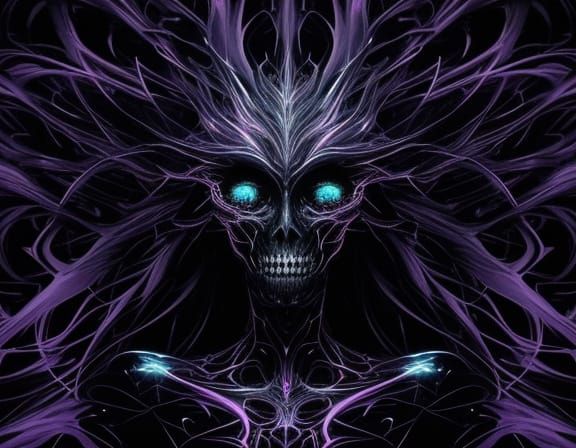 Surreal Nightmare Figure in Chaotic Abstract Void