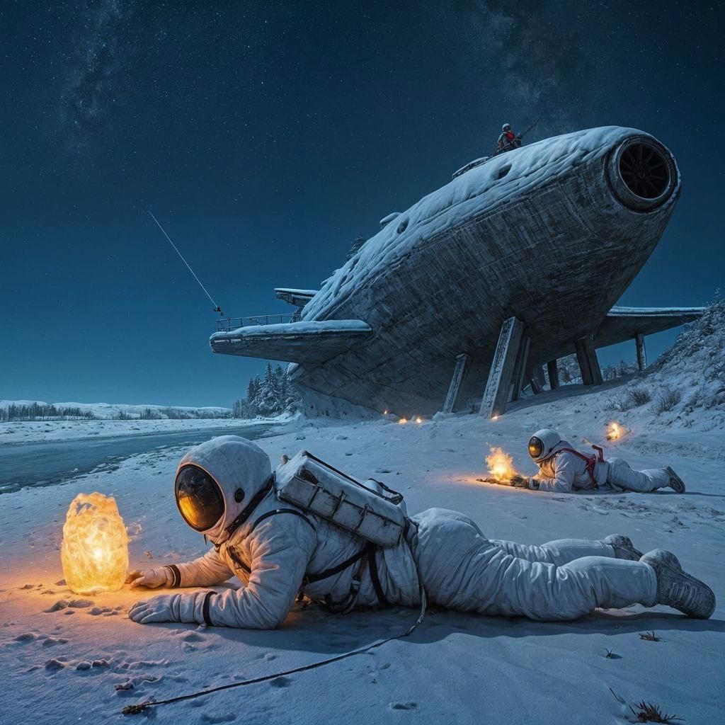 Illuminated Figures in a Dark Underwater World