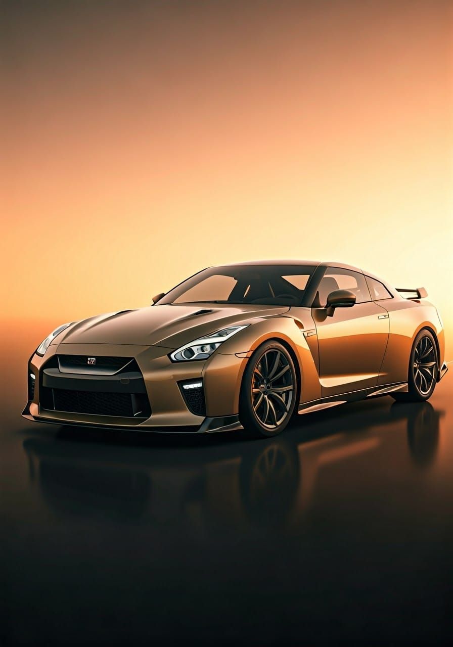 Nissan GTR Sunset: 8K Digital Art