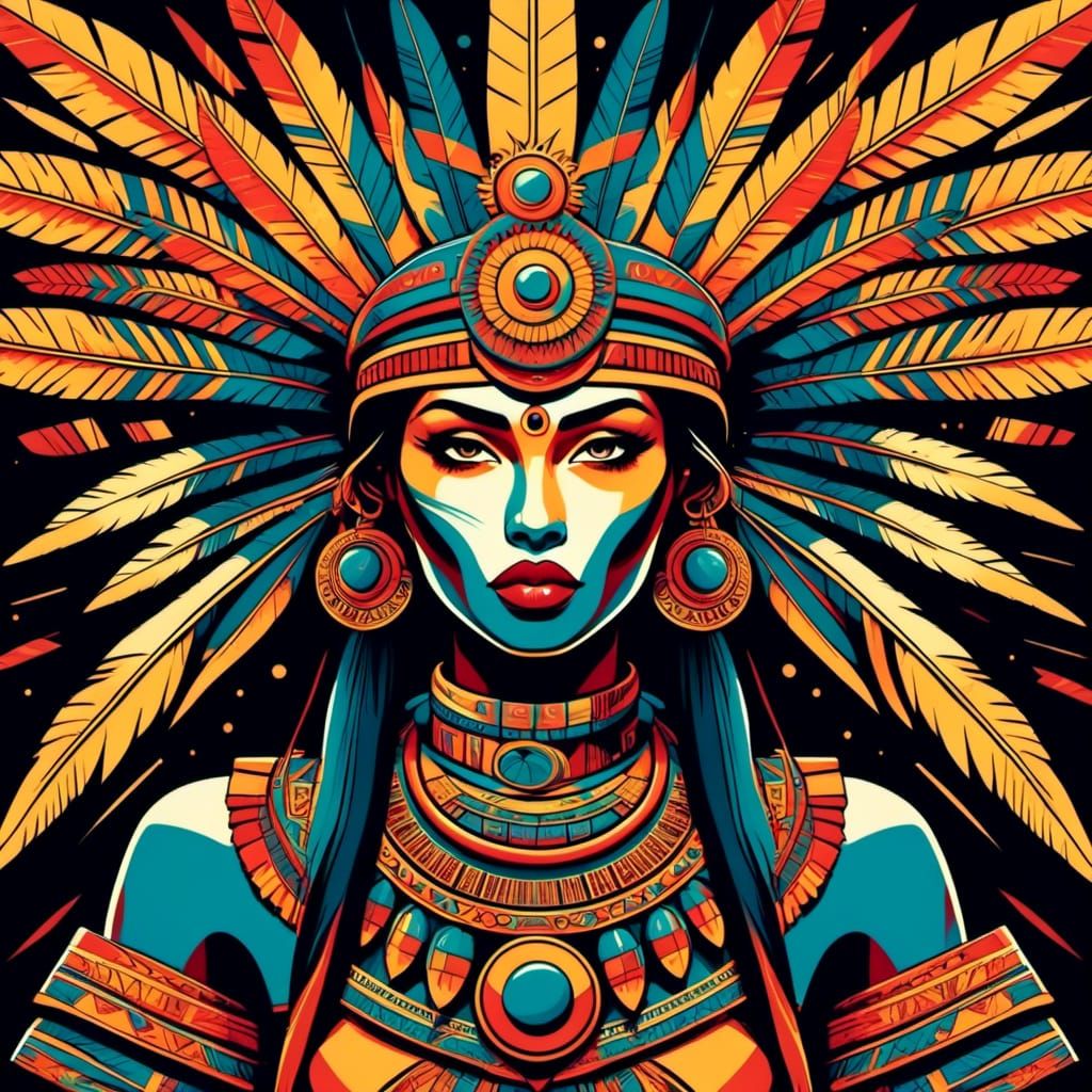 Mayan Warrior in Solar Eclipse