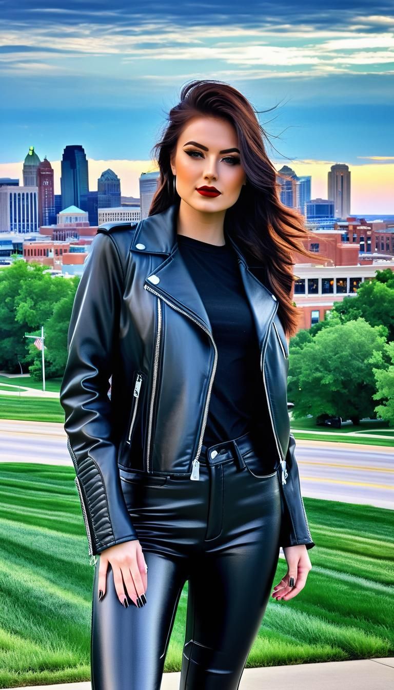 Ultrarealistic Woman in Leather in Kansas City