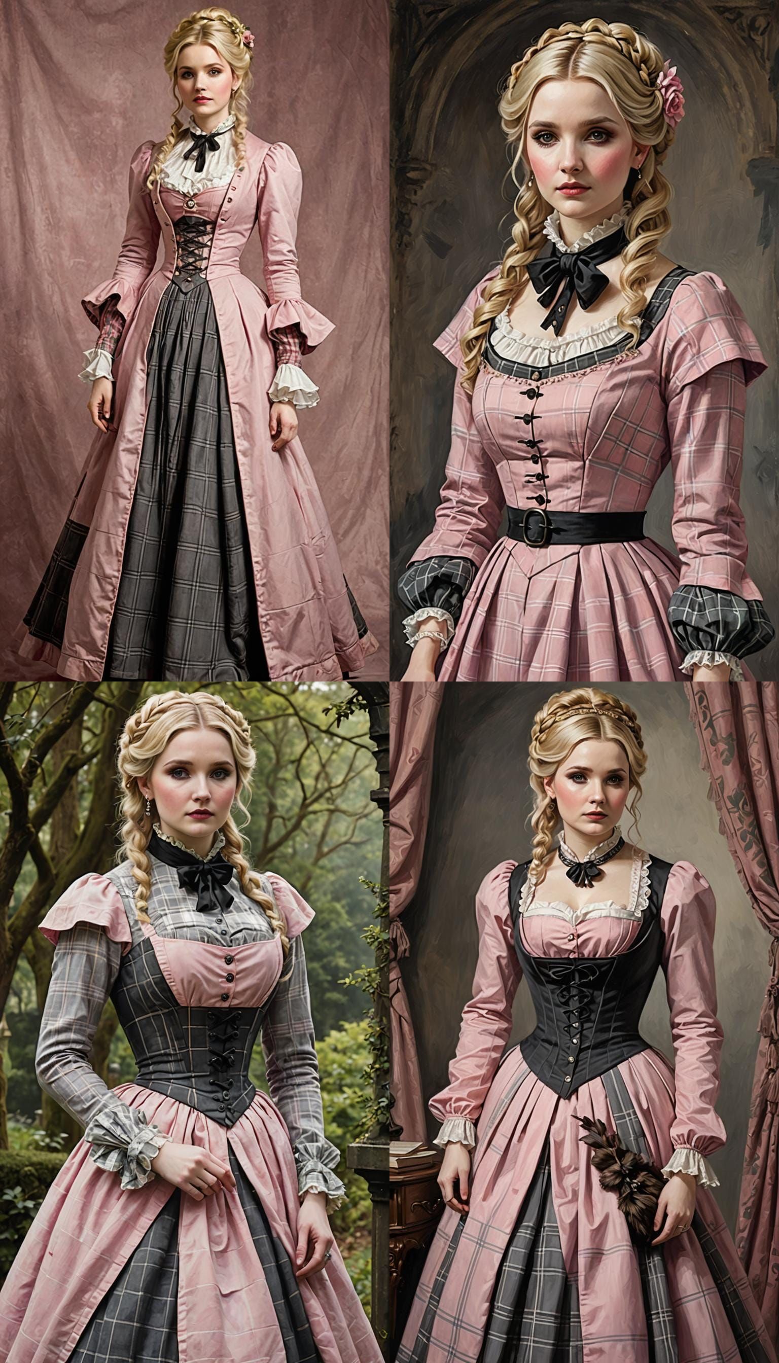 Victorian Woman in Tartan Dress Fantasy Painting