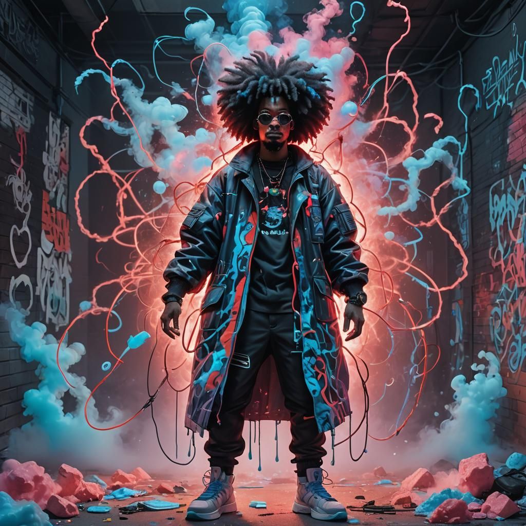 Cyberdelic Portrait in Gen Z Maximalism Style