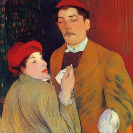 Bleeding Figure Portrait Inspired by Lautrec and Serov