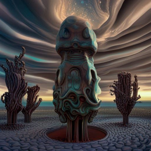 Surreal Anxiety Dreamscape in Glitchcore Style