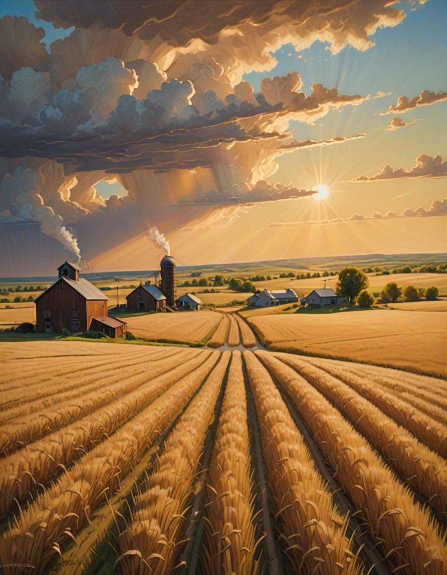 Vast Prairie Cathedral with Rolling Wheat Fields and Golden ...