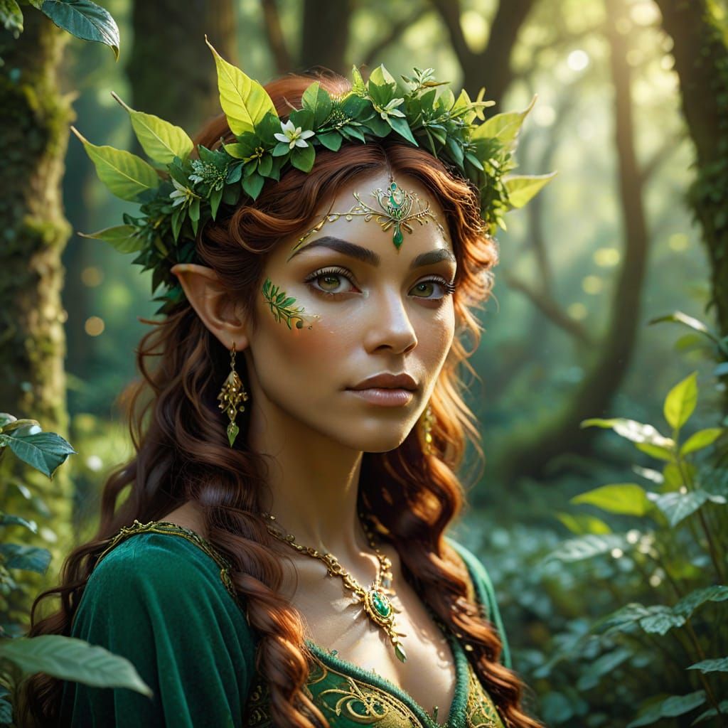 Wood Elf Portrait in Mystical Forest Glade