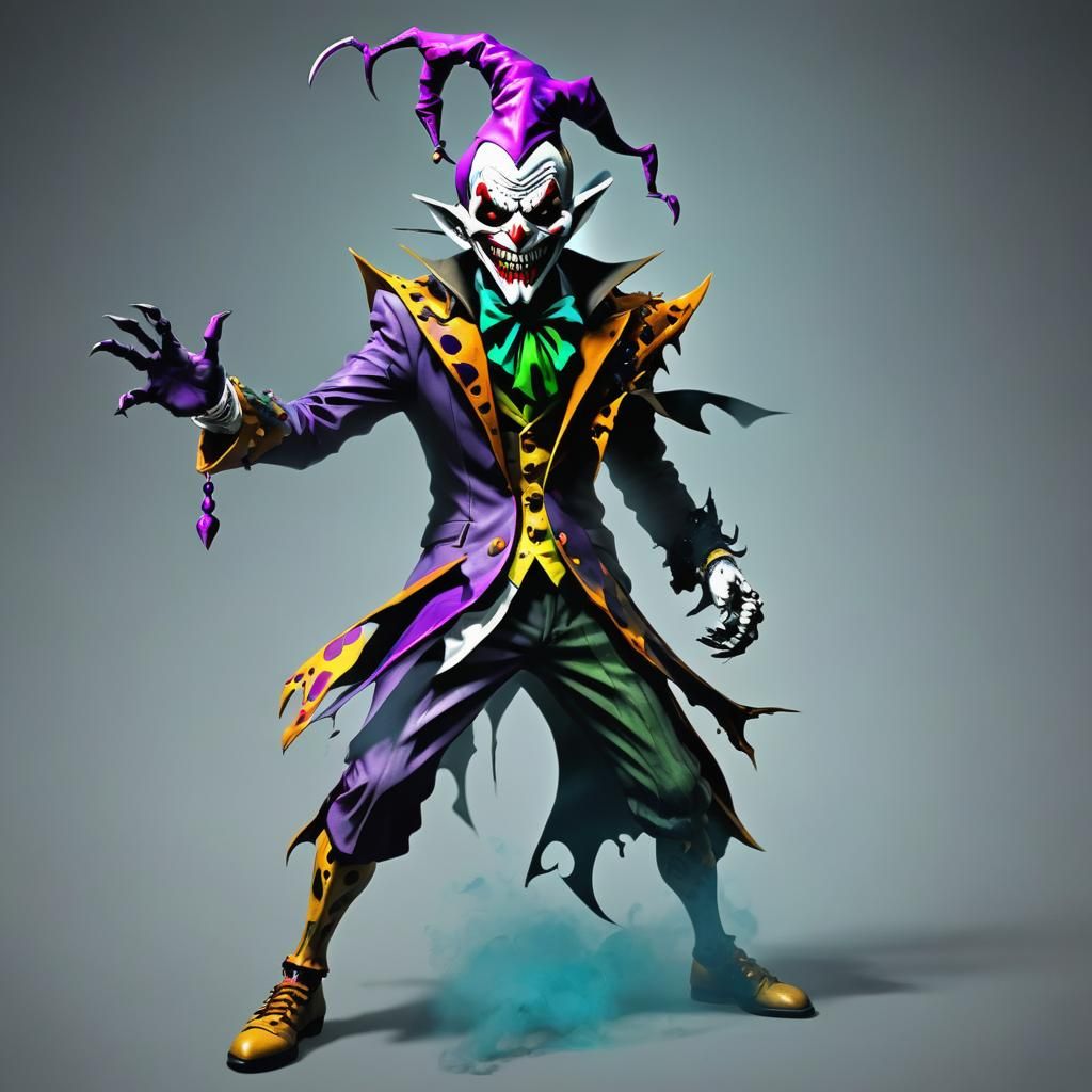 Haunting Two-Faced Jester with Split Mask