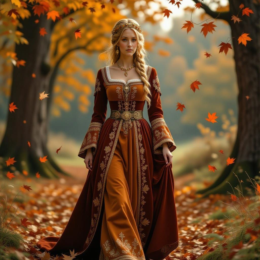 Zisa: Germanic Harvest Goddess in Autumn Grove
