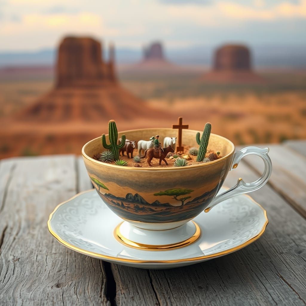 Wild West Teacup Miniature Desert Terrarium