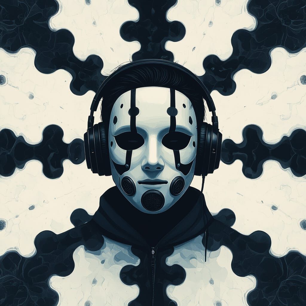 Surreal Speaker Mask Inspired by Inkblot Art