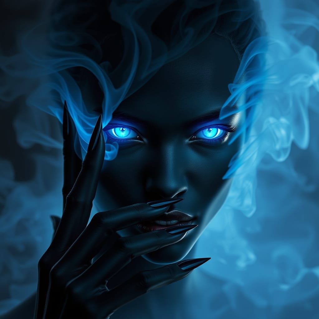 Mysterious Shadow Being Transforms Into Ethereal Blue Smoke