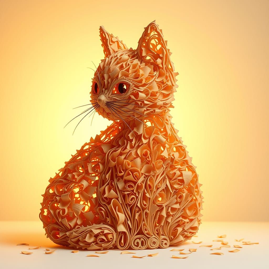 Surreal Feline Sculpture in Whimsical Artistic Style