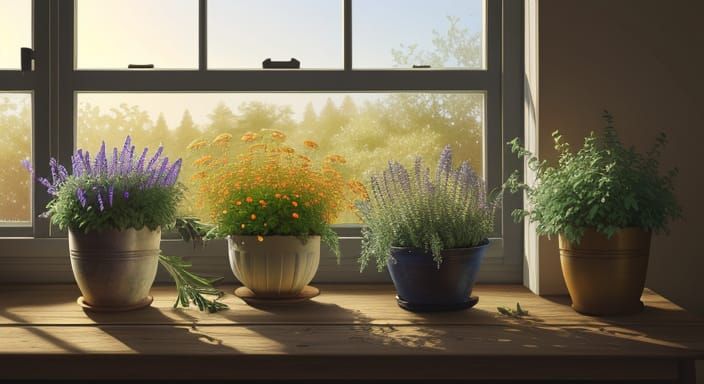 Aromatic Rosemary and Thyme Still Life Painting