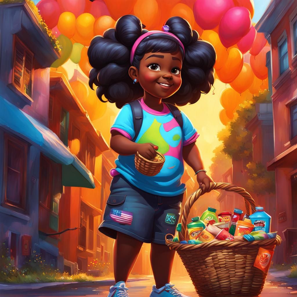 Girl Welcomes Neighbors: Graffiti-Style 3D Digital Art