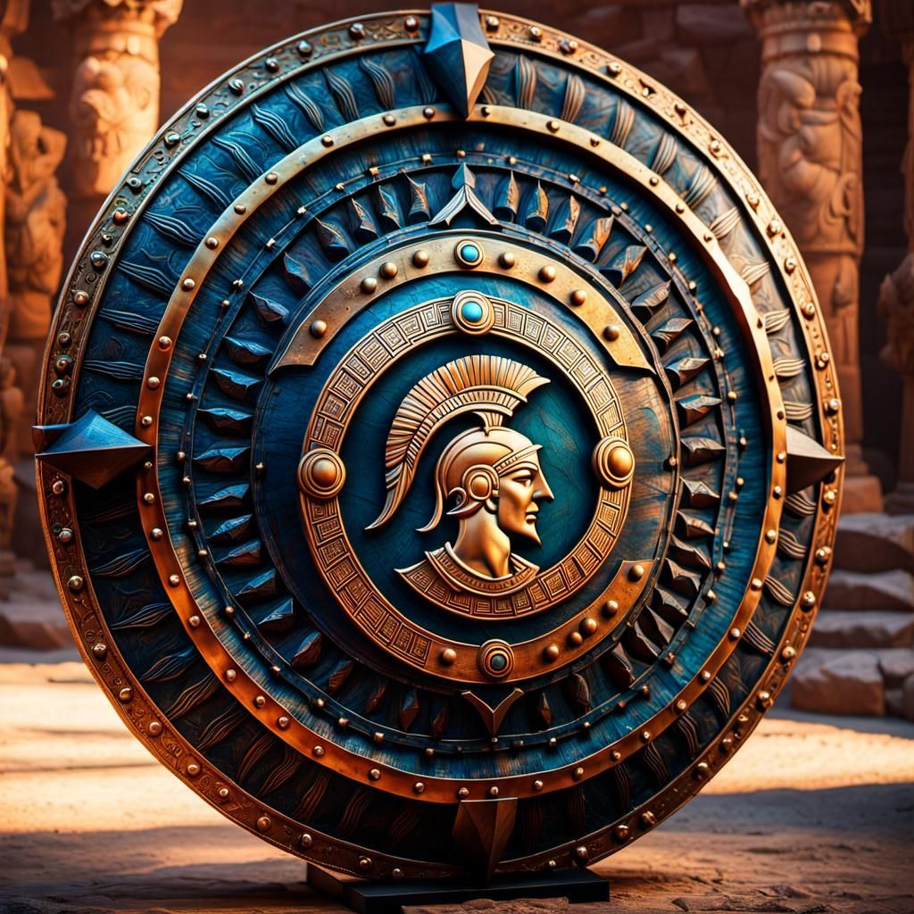 Majestic Spartan Shield Displayed in Colosseum: Fantasy Art