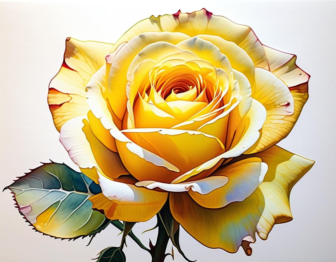 Surreal Yellow Rose in Alcohol Ink Pastel