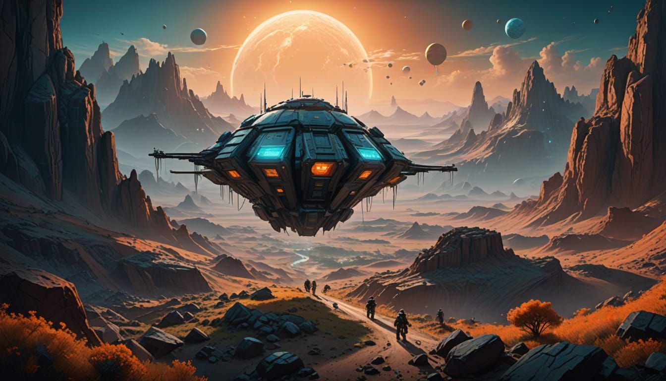 Galactic Invasion: Star Transport Vessel Descends onto Alien...