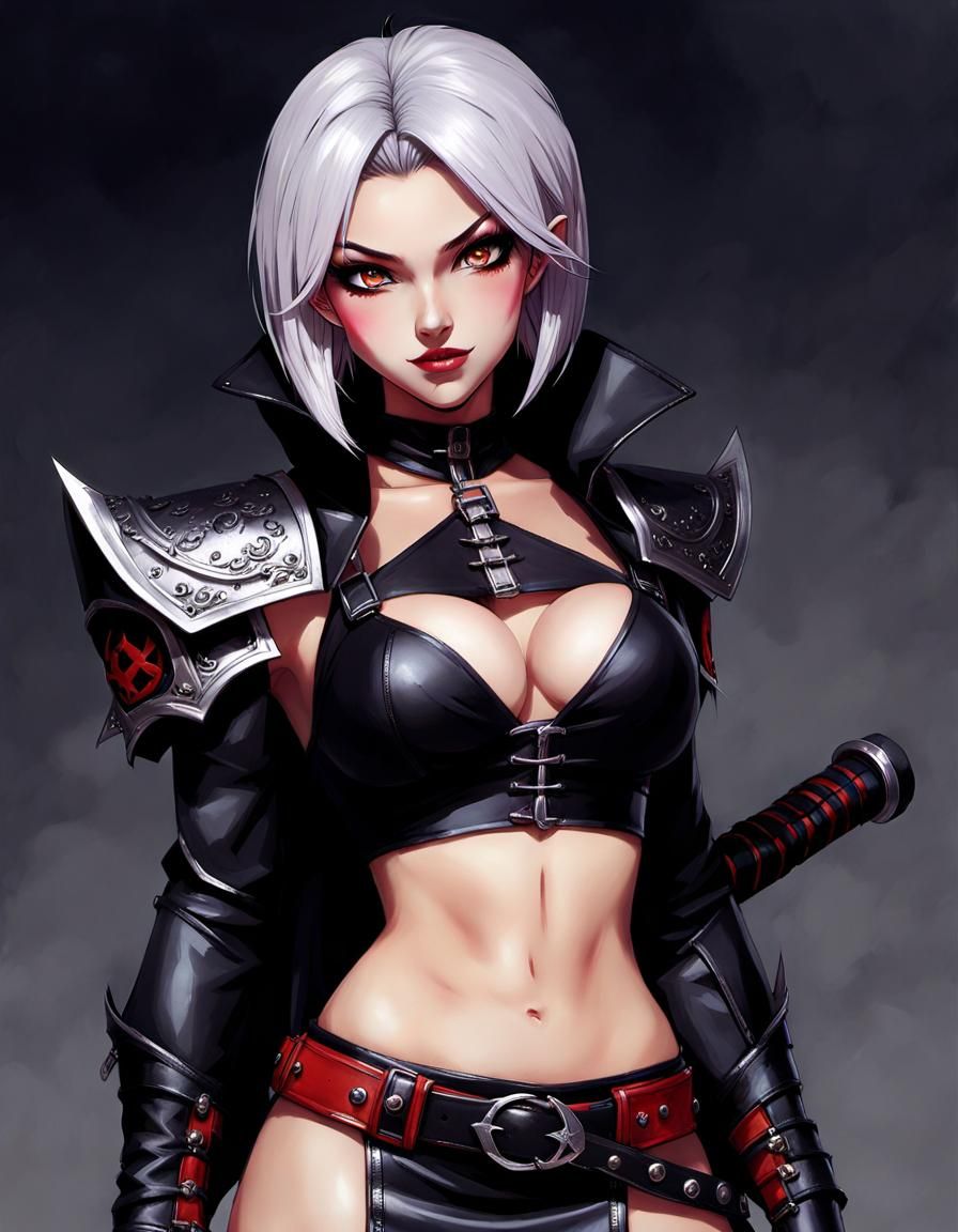 Goth Vampire Hunter with Executioner's Blade as Speedpaint