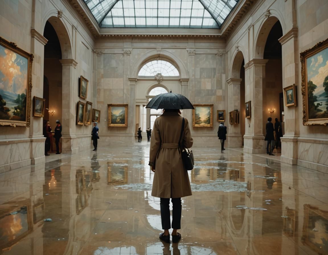 Woman in Museum Gallery Inspired by Impressionism