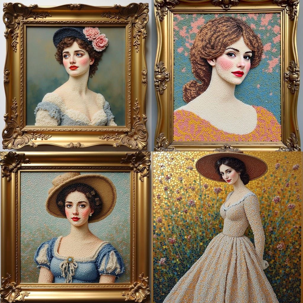 Portrait of a French Woman in Rice Art