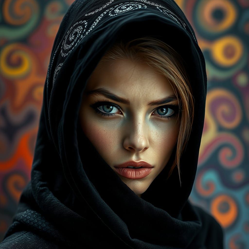 Beautiful Woman with Snake Eyes in Hyperrealistic Style