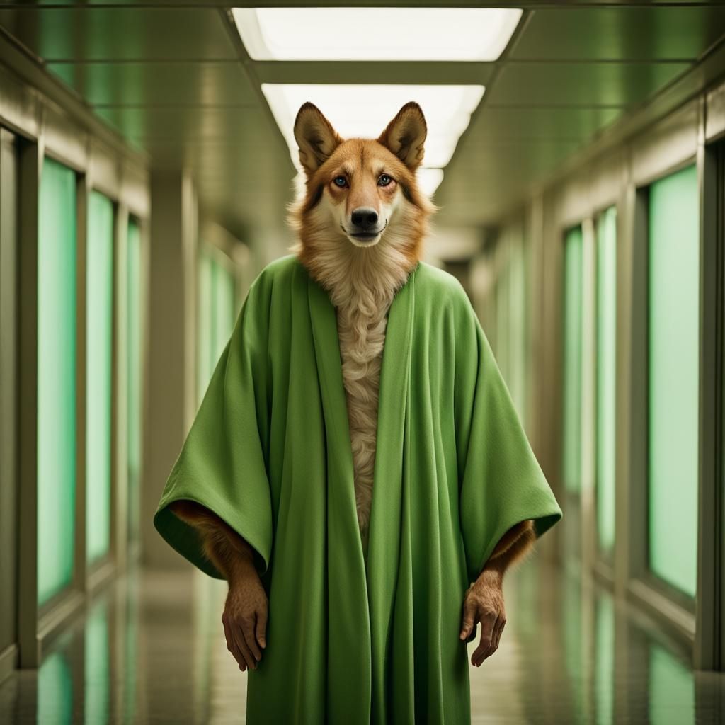Lupine Humanoid in Kimono, Professional Portrait