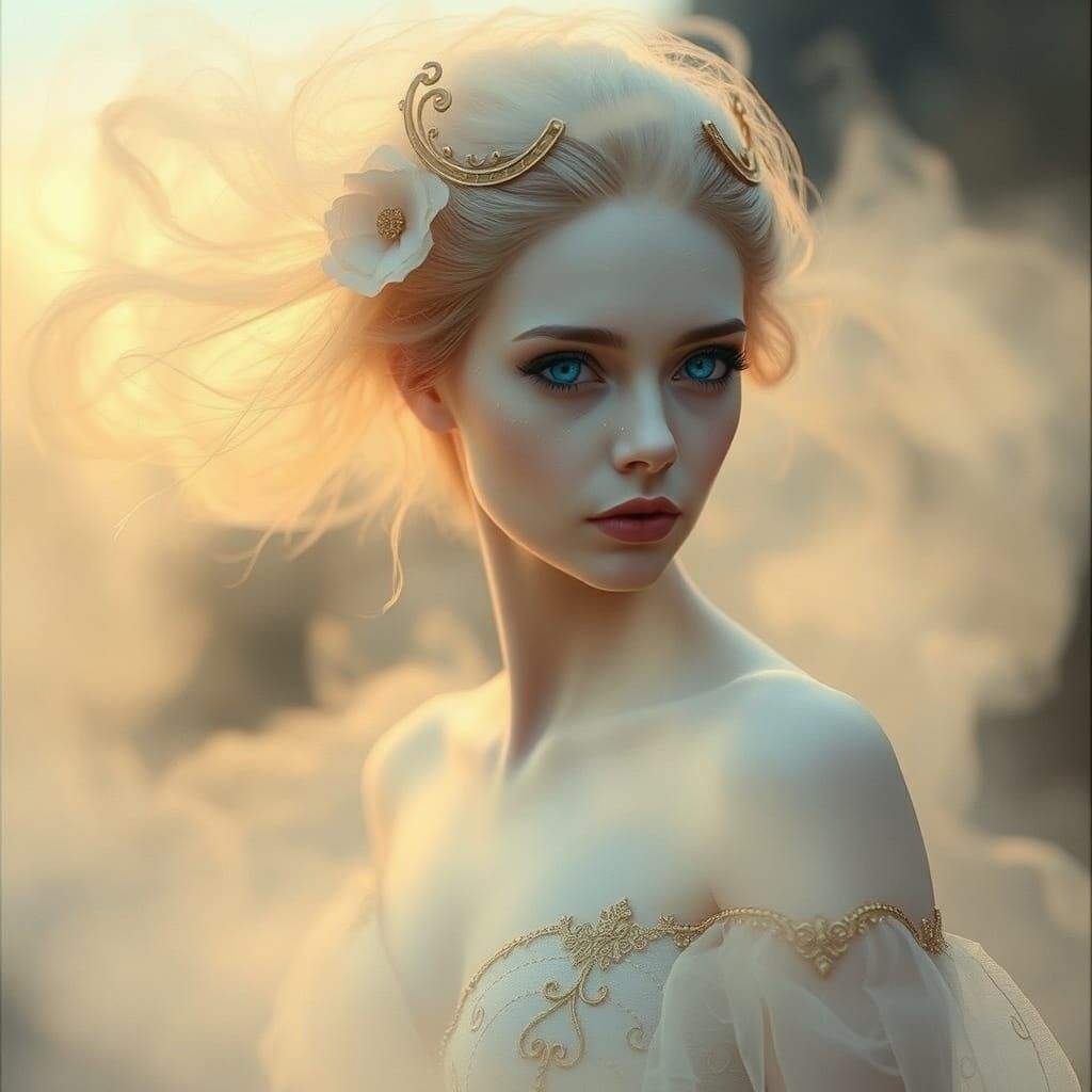 Victorian Siren in Mystical Dawn: Cinematic Portrait