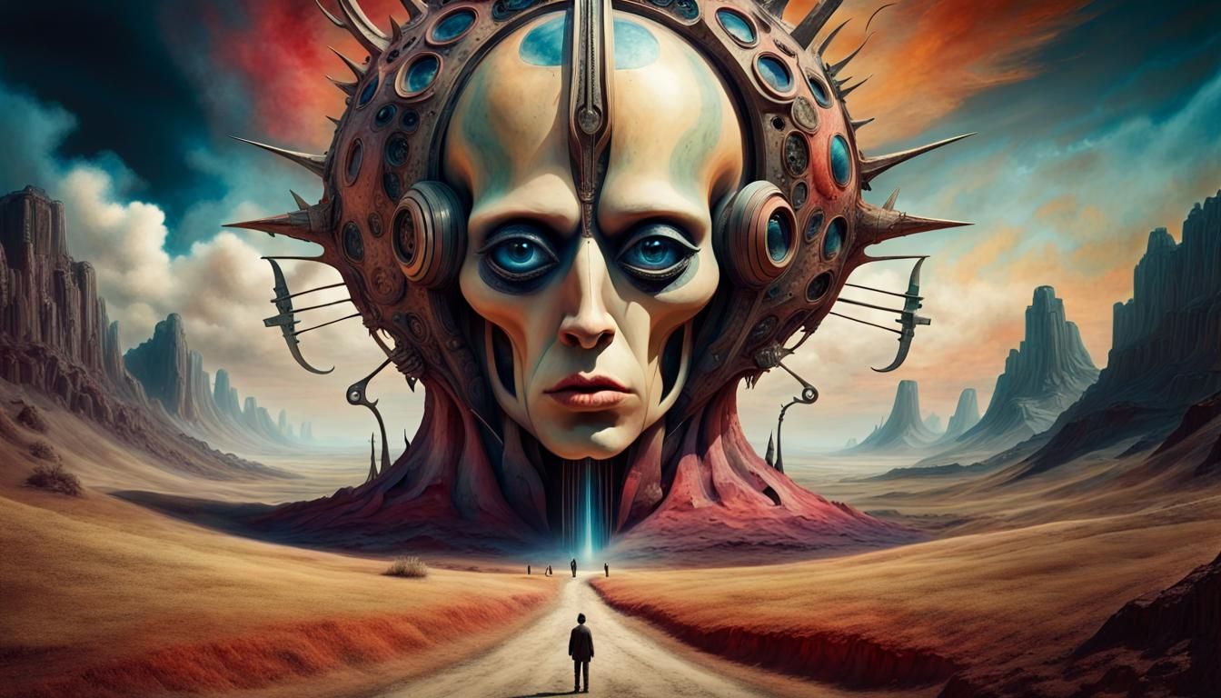 Visionary Surrealism in Mixed Media Style