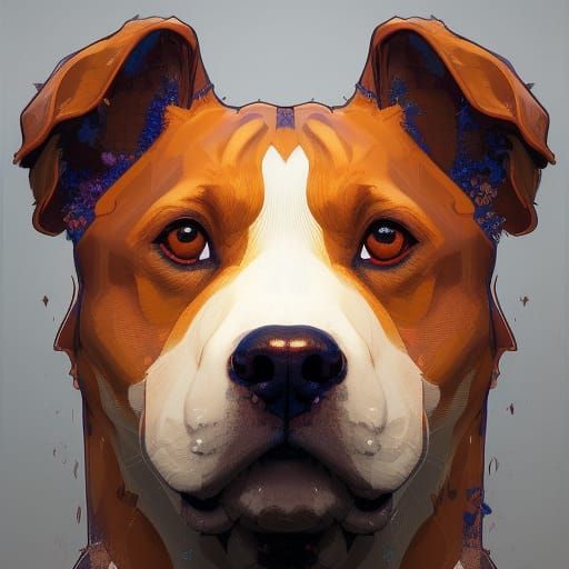 Hyperdetailed Dog Portrait in Art Nouveau Style