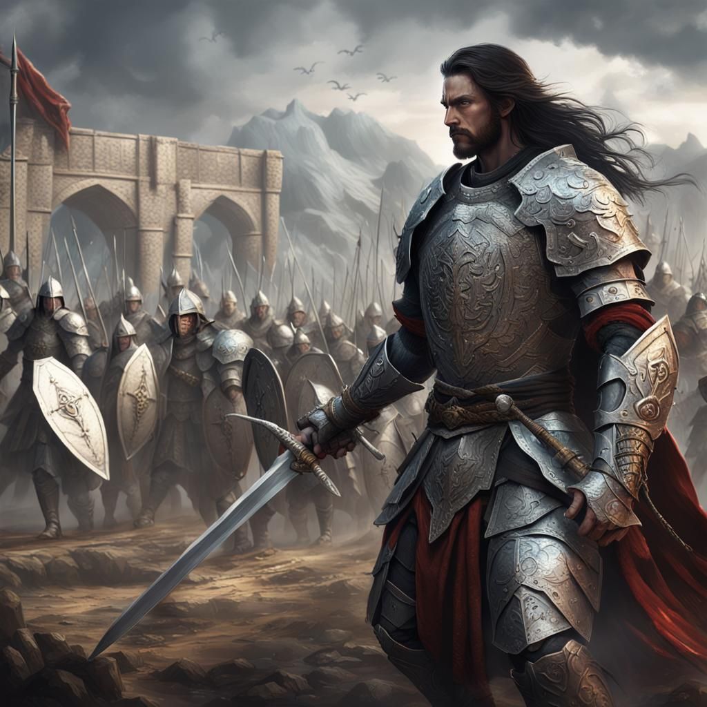 Armored Warrior Ready for Battle in Fantasy Art