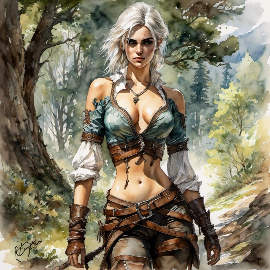 Ciri of Cintra in Watercolor Style