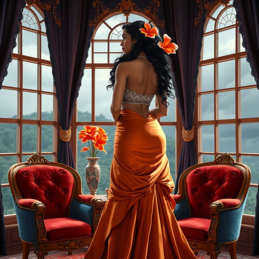 Moana in Elegant, Rainy Oasis