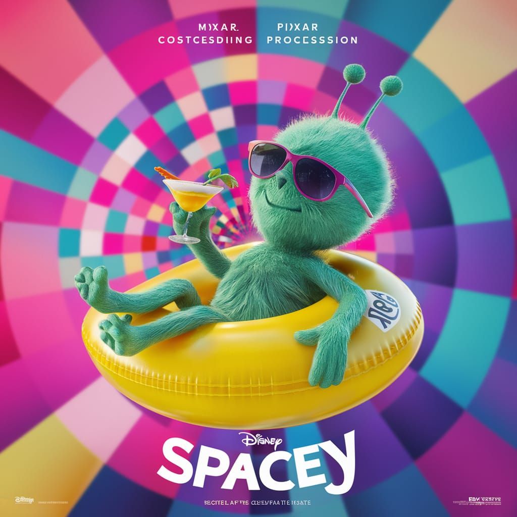 Relaxing Alien Movie Poster in Pixar Style