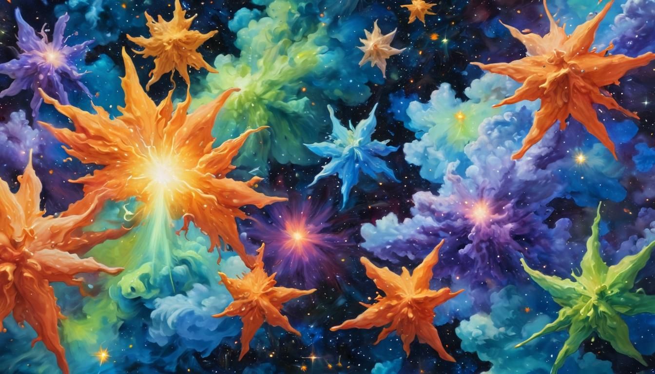 Protostar Cluster in Dreamlike Oil Painting Style