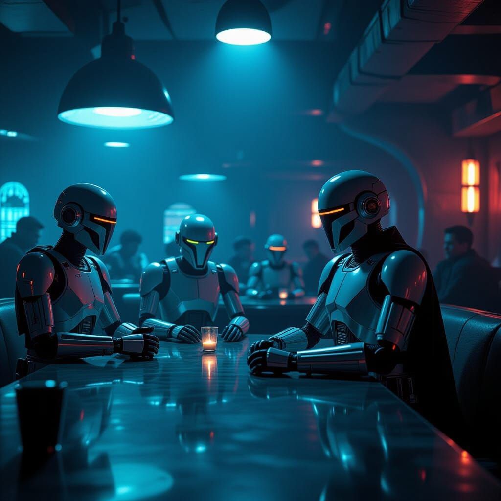 Underwater Cantina Scene in Film Noir Style