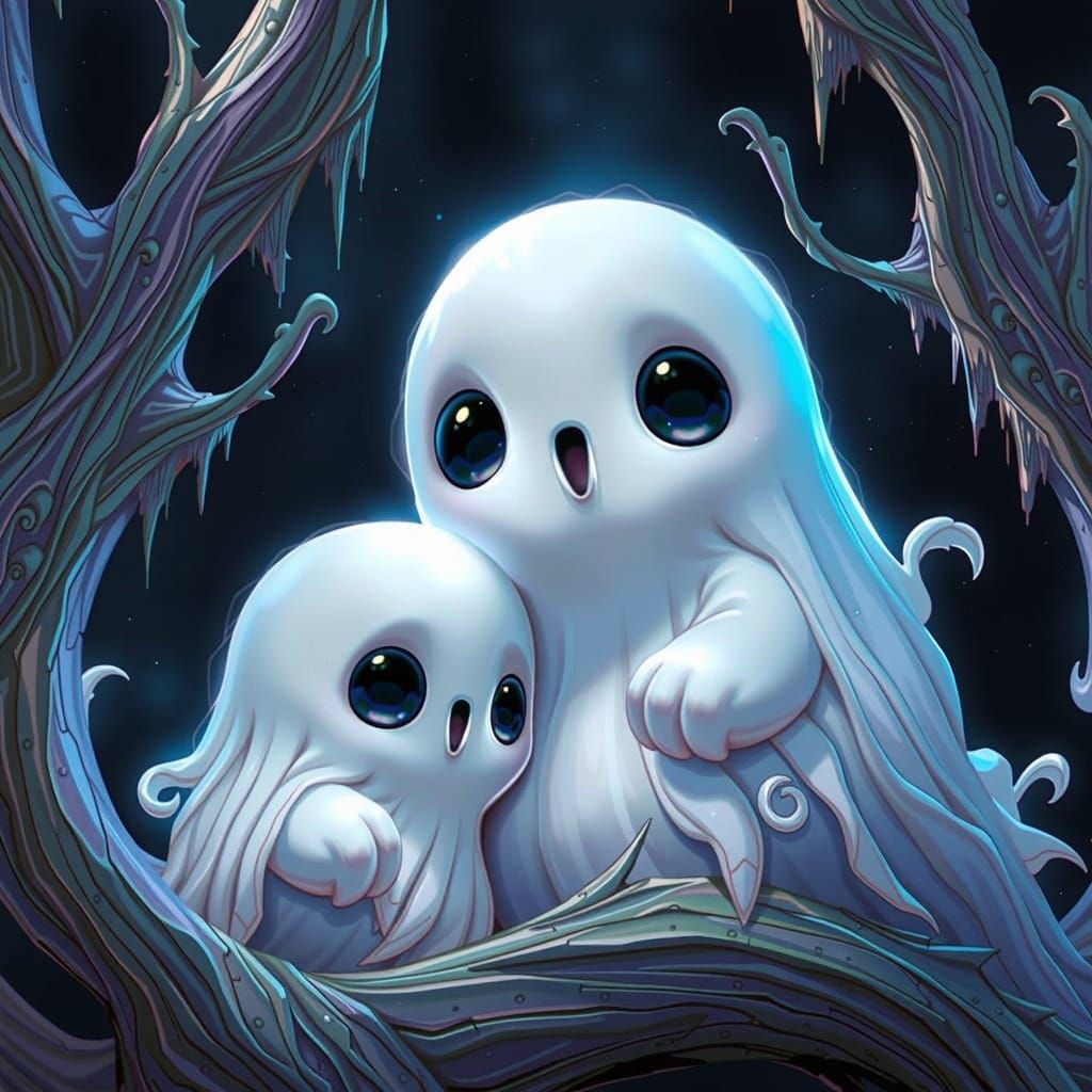 Whimsical Ghosts in Ethereal Linework