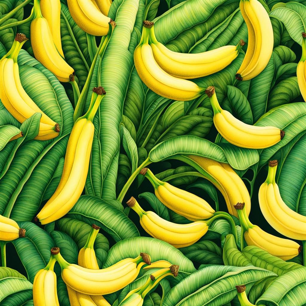 Colombian Banana Plantation in Watercolor Pointillism