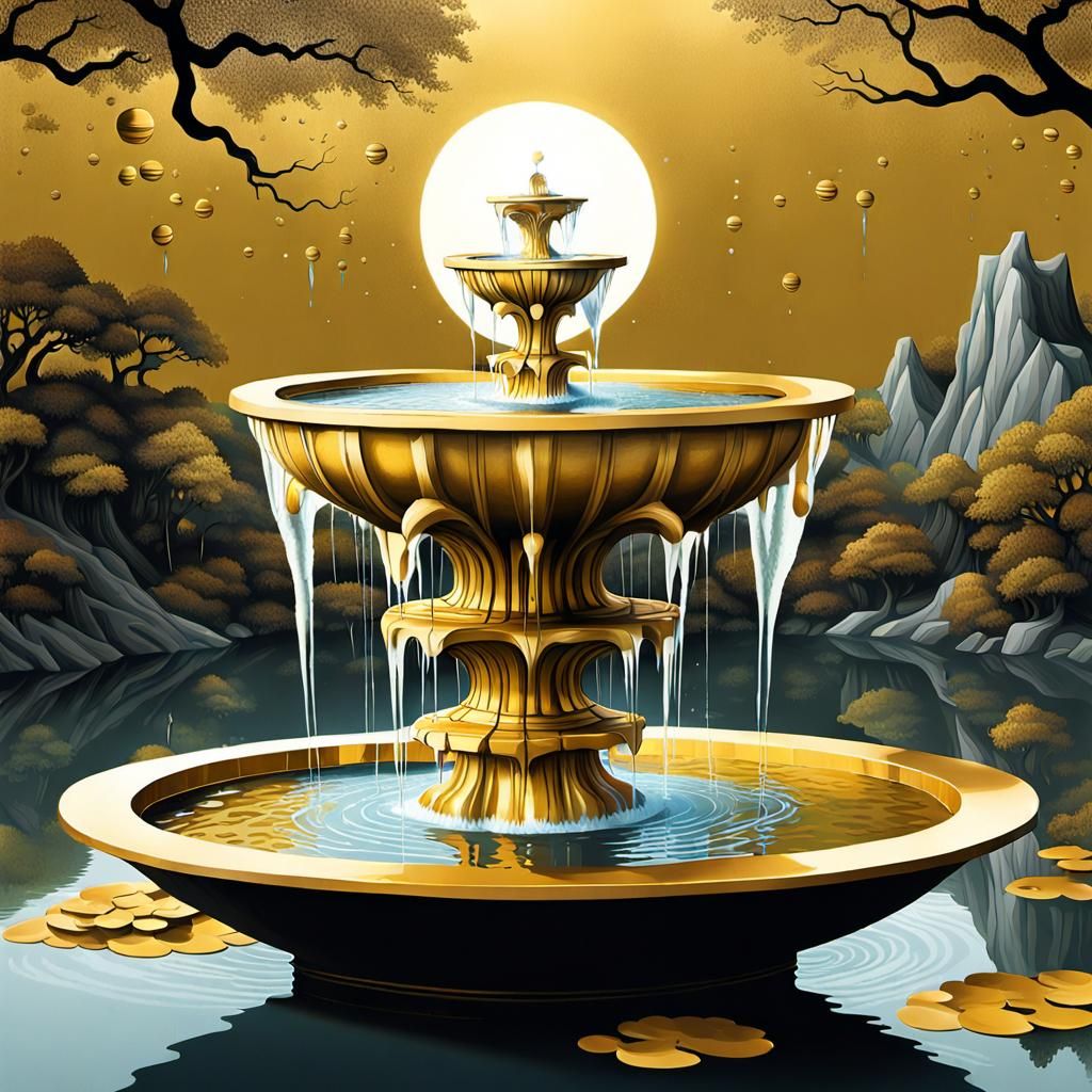 Escher-inspired Optical Illusion Fountain Concept Art