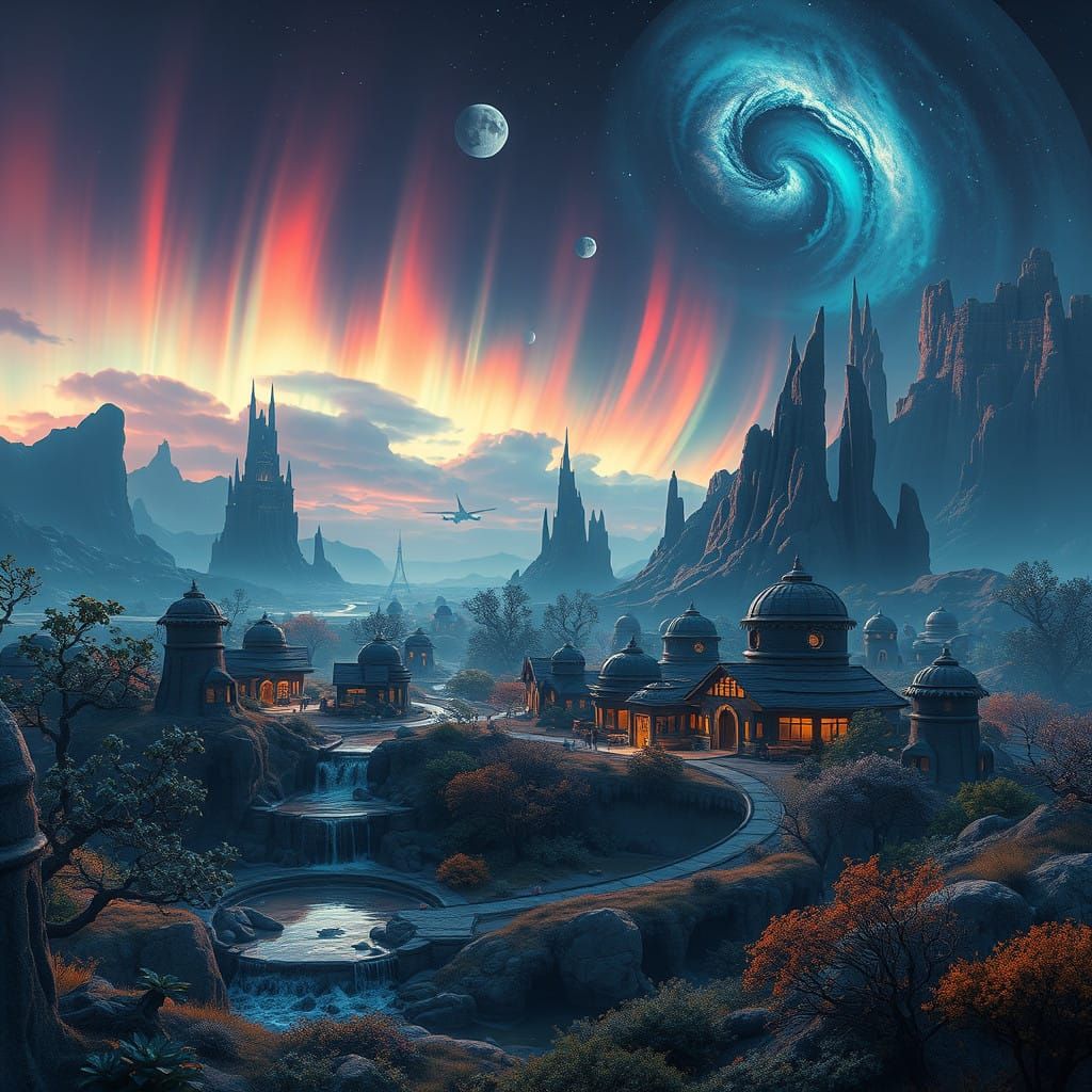 Ethereal Alien Suburbia under Triadic Skies