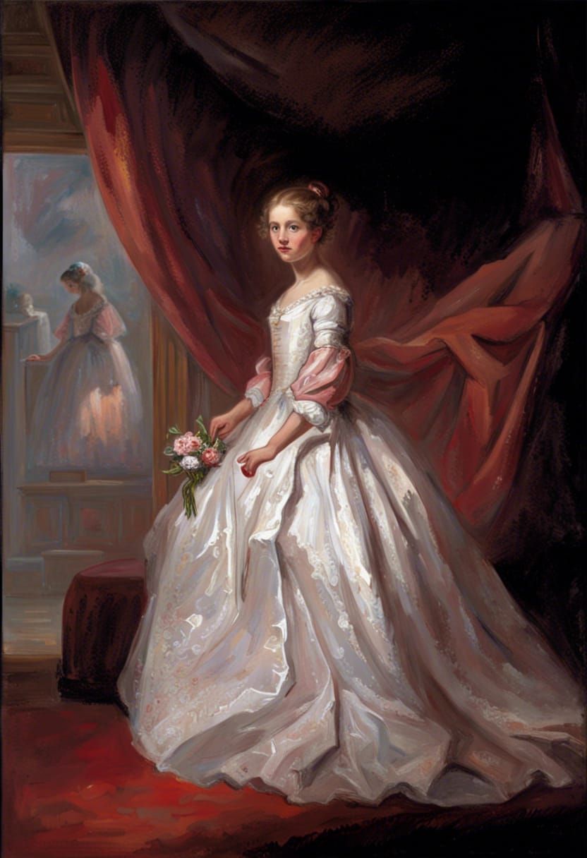 Young countess in wedding dress