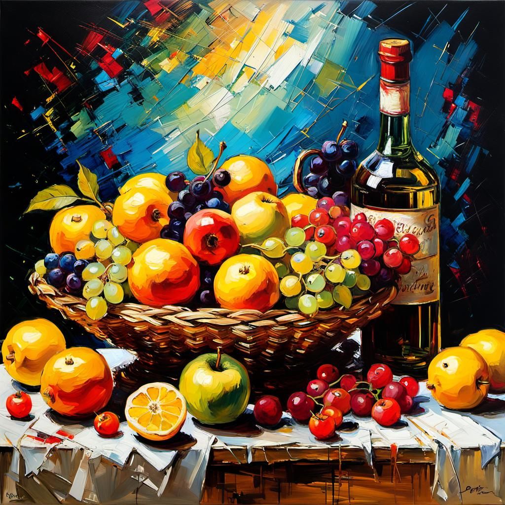 Fruit Still Life in Van Gogh Style