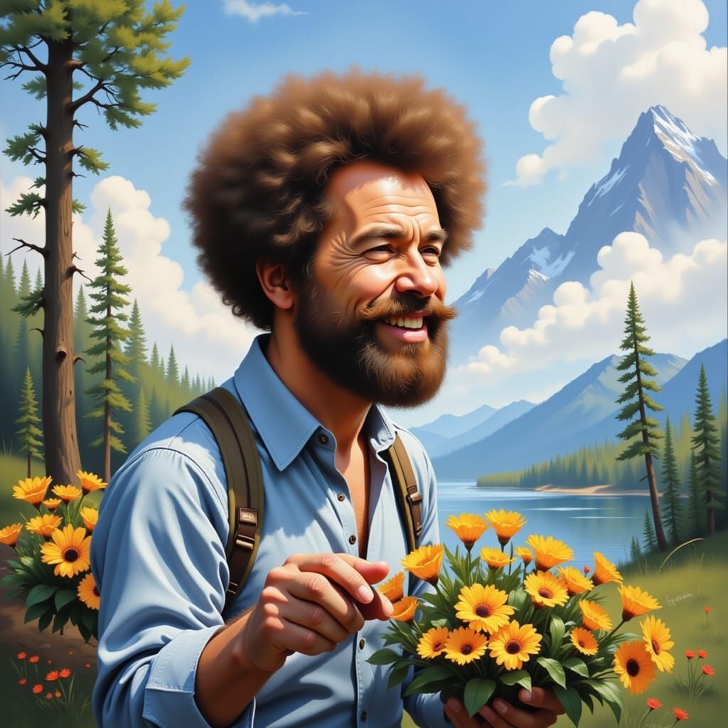 Bob Ross Caffeinated Wildlife Painting