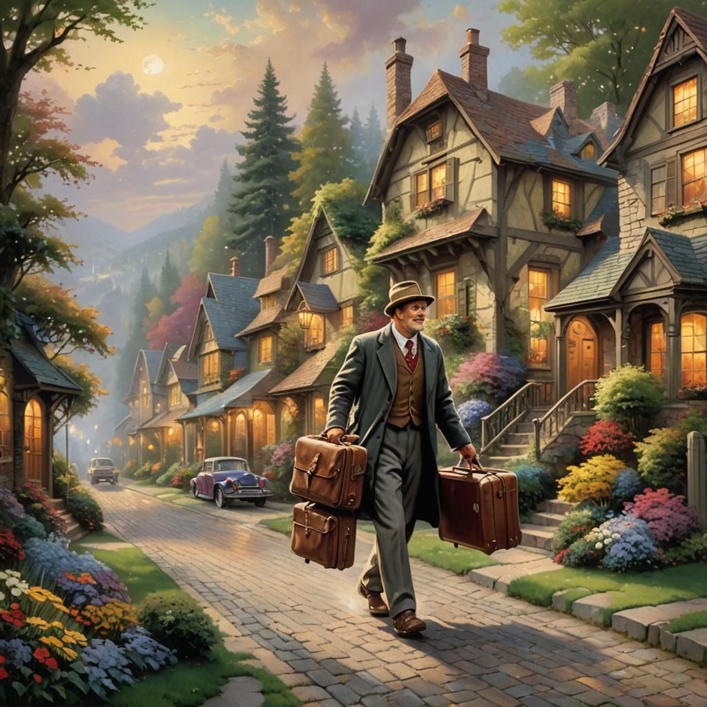 Man Leaving Home on Trip, Luminism Style