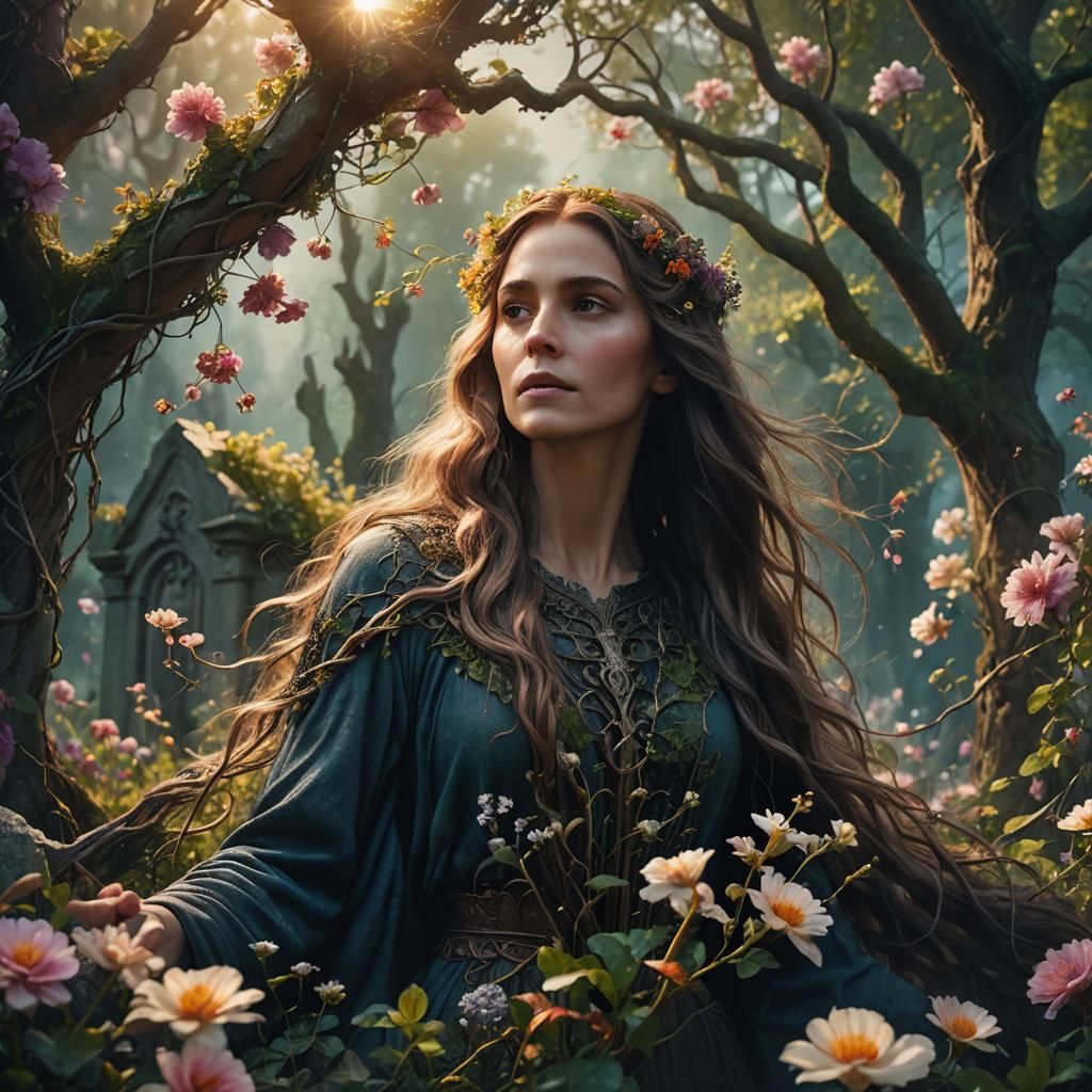 Woman Rising from Grave: A Fantastical Matte Painting