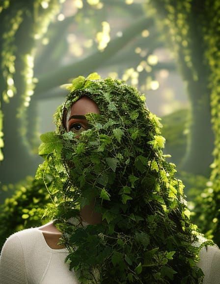 Monochrome Vines in Dramatic Light, Hyperrealistic Close-Up